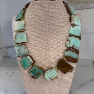 Elegant Turquoise and Brown Stone Necklace